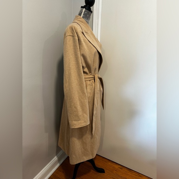 NWOT POLO Ralph Lauren Women Sz16 Wool Blend Camel Belted Open Front Trench Coat - Picture 3 of 16